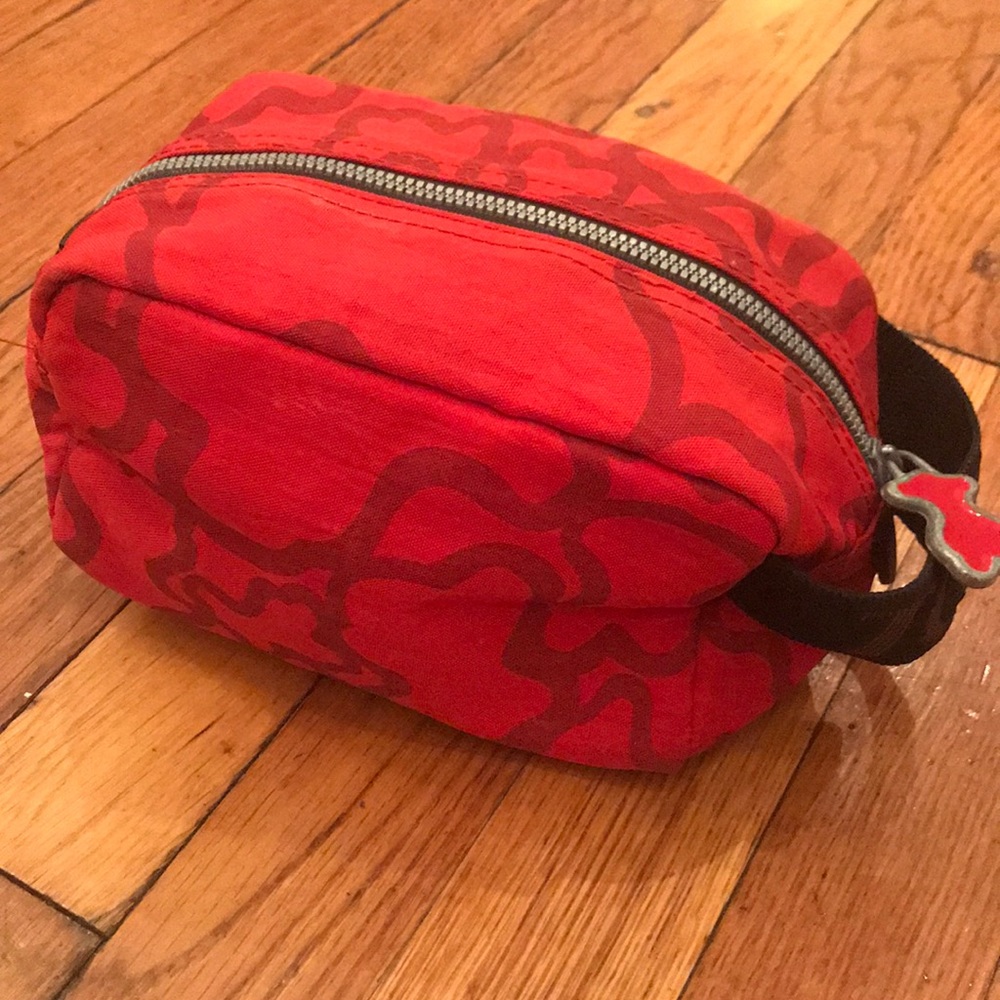 TOUS red nylon toiletry bag